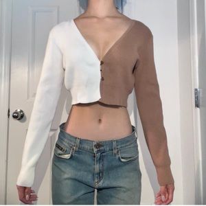 Colorblock Cropped Cardigan